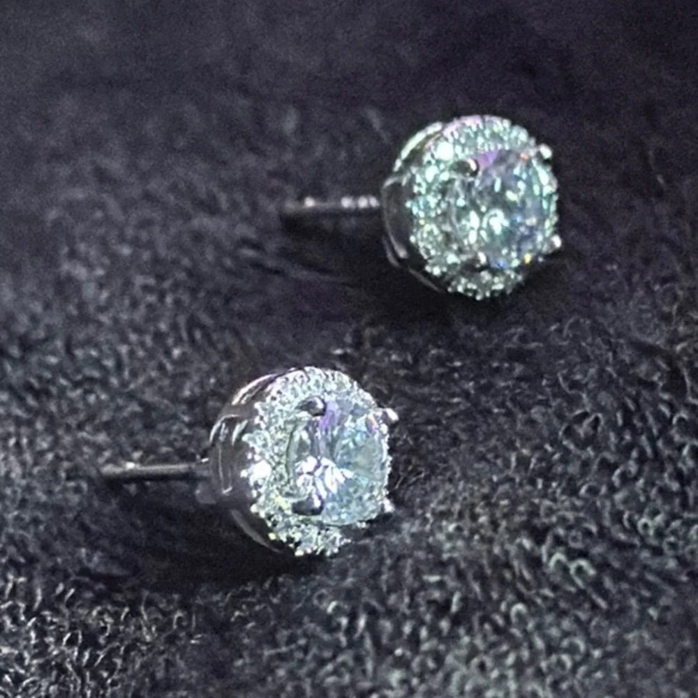 Halo Set Diamond 💎 Series Sterling Silver 925 Stud Earring Pair NIB